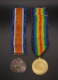 WWI British Medal & Victory Pair - With Death 'Penny' Plaque