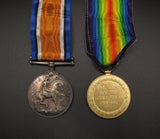 WWI British Medal & Victory Pair - With Death 'Penny' Plaque
