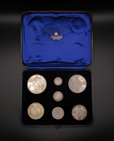 Victoria 1887 7 Coin Cased Specimen Set - Crown to Threepence