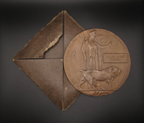 WWI British Medal & Victory Pair - With Death 'Penny' Plaque