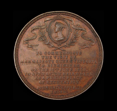 1858 Inauguration Of Aston Hall 45mm Medal - By Moore