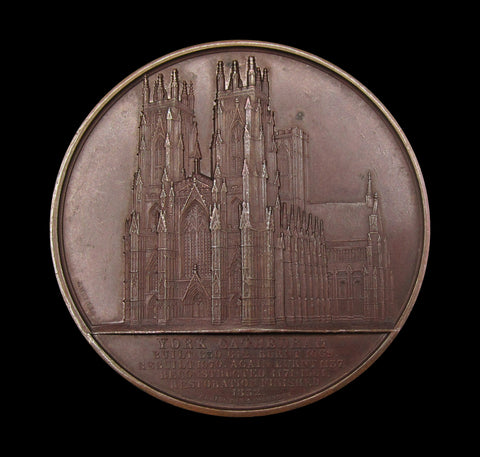 1855 York Cathedral 59mm Bronze Medal - By Wiener