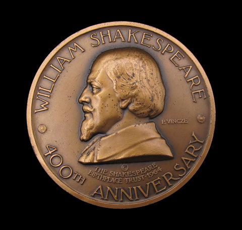 1964 William Shakespeare 400th Anniversary 57mm Bronze Medal - By Vincze
