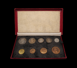 George VI 1950 9 Coin Cased Proof Set - Halfcrown To Farthing