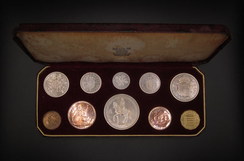 Elizabeth II 1953 10 Coin Cased Proof Set - Crown To Farthing