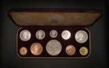 Elizabeth II 1953 10 Coin Cased Proof Set - Crown To Farthing