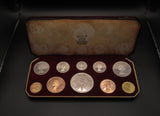 Elizabeth II 1953 10 Coin Cased Proof Set - Crown To Farthing