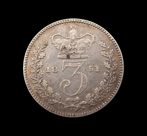 Victoria 1851 Threepence - Good Fine
