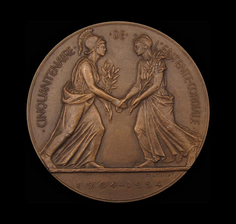 1954 50th Anniversary of the Entente Cordiale 68mm Medal - By Dropsy