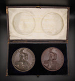 1891 Wilhelm II Visit To London 80mm Bronze Medal Pair - In Double Case