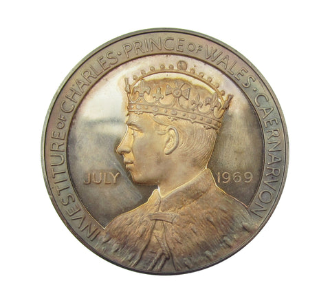 1969 Investiture Of Charles Prince Of Wales 38mm Silver Medal - By Hearn