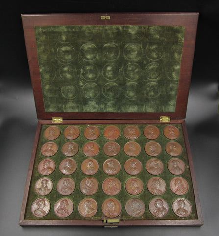 1731 Dassier's Kings & Queens Of England Set Of 35 Medals - Cased