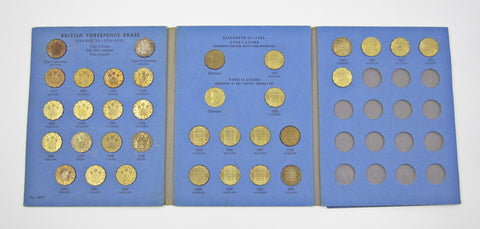 1937-1967 Complete Run Brass Threepences In Whitman Folder - UNC