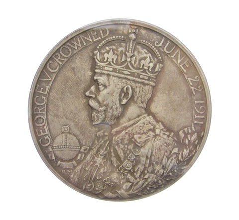 1911 George V Coronation 51mm Silver Medal - NGC MS65
