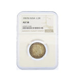 India Edward VII 1907 Half Rupee - NGC AU58