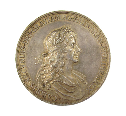 1667 Charles II Peace Of Breda 56mm Silver Medal By Roettiers - EF