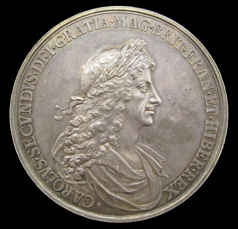 1667 Charles II Peace Of Breda 56mm Silver Medal By Roettiers - GEF