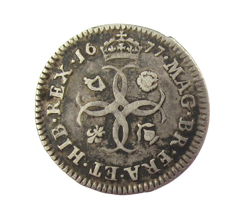 Charles II 1677 Maundy Fourpence - Good Fine