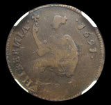 Ireland James II 1691 Limerick Halfpenny - NGC F12