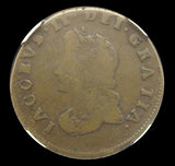 Ireland James II 1691 Limerick Halfpenny - NGC F12