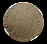 Ireland James II 1691 Limerick Halfpenny - NGC F12