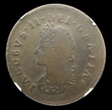 Ireland James II 1691 Limerick Halfpenny - NGC F12