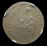 Ireland James II 1691 Limerick Halfpenny - NGC F12