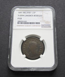 Ireland James II 1691 Limerick Halfpenny - NGC F12