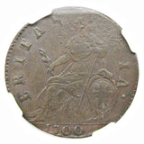 William III 1700 Halfpenny - Unbarred A's In Britannia - NGC MS62