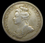1702 Accession Of Queen Anne 35mm Silver Medal - By Croker