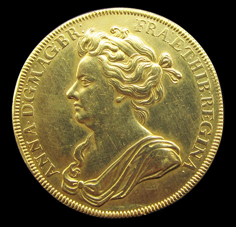 1702 Coronation Of Queen Anne 35mm Gold Medal - By Croker
