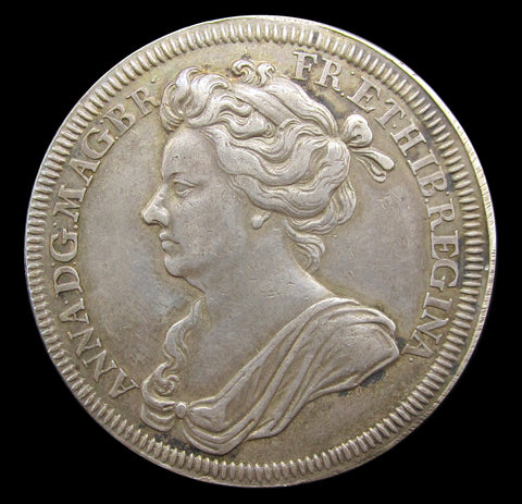 1702 Coronation Of Queen Anne 35mm Silver Medal - By Croker