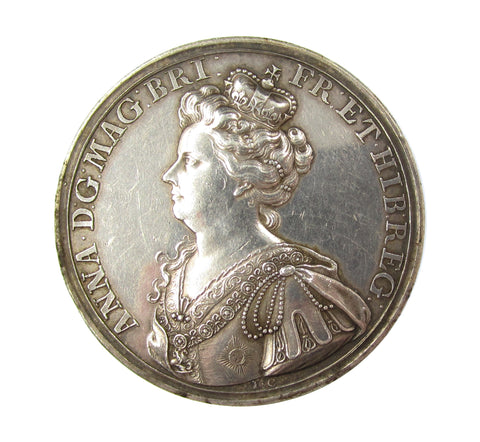 1708 Anne Battle Of Oudenarde 44mm Silver Medal - By Croker