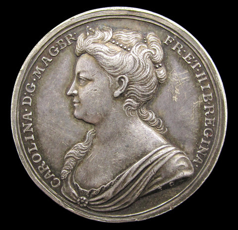 1727 Coronation Of Caroline 34mm Silver Medal - NGC AU58