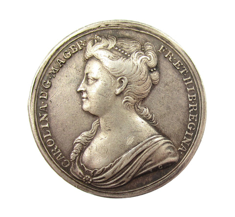 1727 Coronation Of Caroline 34mm Silver Medal - By Croker