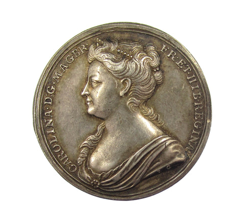 1727 Coronation Of Caroline 34mm Silver Medal - By Croker