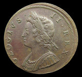 George II 1730 Halfpenny - GEOGIVS Error - GVF
