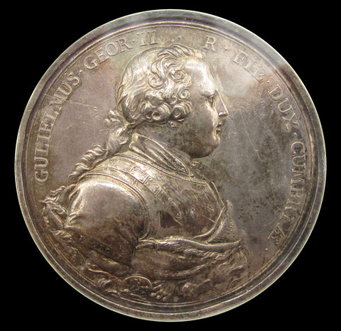 1746 George II Battle Of Culloden 51mm Silver Medal - NGC AU55