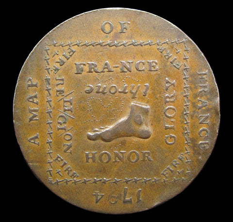 1794 Middlesex 'A Map Of France' Halfpenny Token - DH1016f