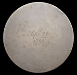 1798 John Smart 37mm Uniface Silver Medal - By Kirk