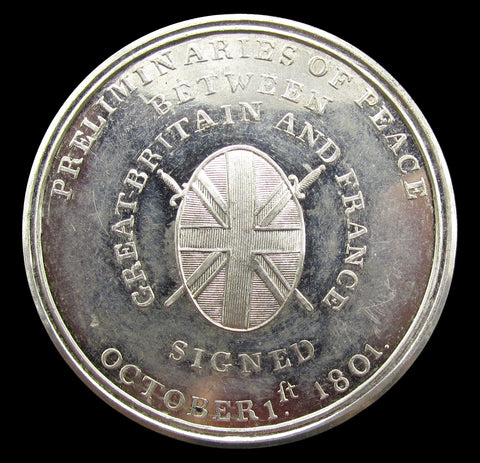1801 Preliminaries For Treaty Of Amiens 38mm White Metal Medal - By Kettle