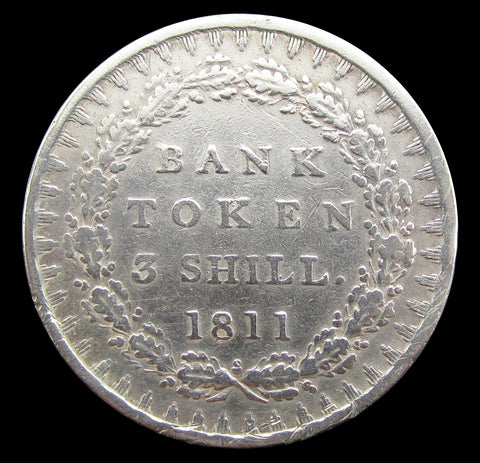 George III 1811 3 Shilling Bank Token - Fine