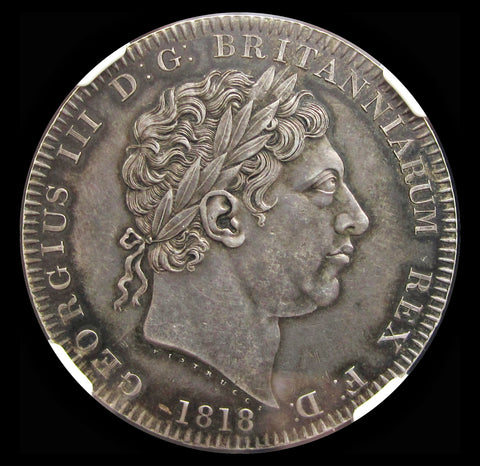 George III 1818 Crown - LVIII Edge - NGC AU58
