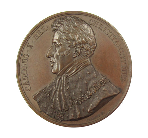 France 1825 Charles X Coronation 51mm Medal - By Caunois