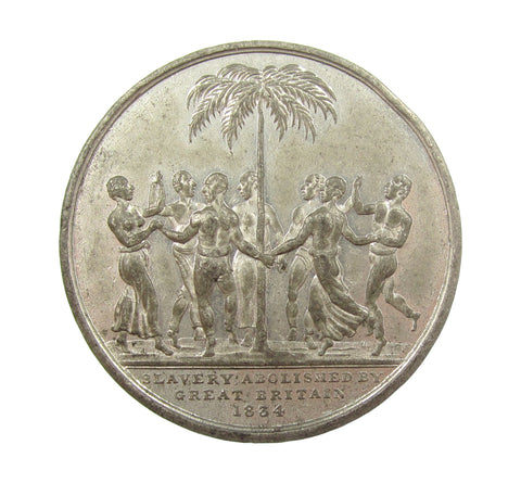 1834 Abolition Of Slavery 41mm White Metal Medal - By Halliday