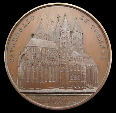 Belgium 1857 Tournai Cathedral 59mm Medal - By Wiener