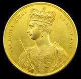 1838 Coronation Of Victoria Gilt Bronze 61mm Medal - By Barber