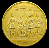 1838 Coronation Of Victoria Gilt Bronze 61mm Medal - By Barber