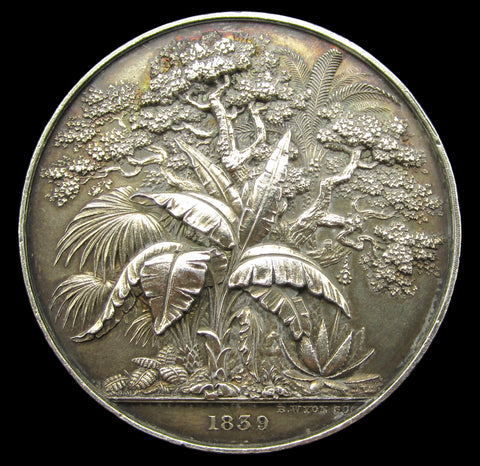 1839 Royal Botanic Society Prize 51mm Silver Medal - By Wyon