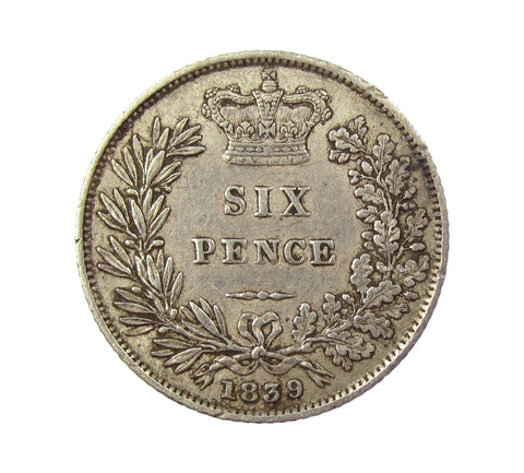 Victoria 1839 Sixpence - VF+